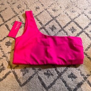 Terez New York Hot Pink One-Shoulder Sports Bra